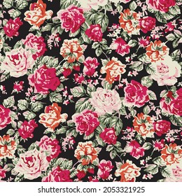 abstract solid flowers arrangement, all-over design with solid background for textile printing factory