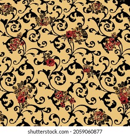 abstract solid flowers arrangement with solid background, vector all over design for textile printing factory