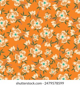 abstract solid flowers arrangement with solid background, vector all over design for textile printing factory
