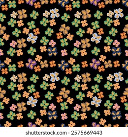 abstract solid flowers arrangement with solid background, vector all over design for textile printing factory