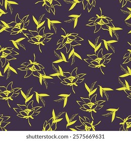 abstract solid flowers arrangement with solid background, vector all over design for textile printing factory