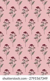 abstract solid modern textile vector design, arrangement with small flower, all-over seamless  pattern with red and green color illustration, digital image printing factory

