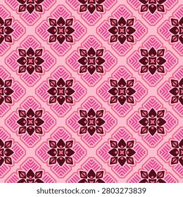 abstract solid modern textile vector design, arrangement with big hibiscus flower, all-over seamless  pattern with red and oink tone color illustration, digital image printing factory