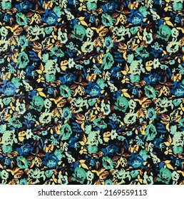 abstract solid multicolor simple small flowers motif with green and blue tones illustration full all over vector design digital image