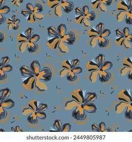 abstract a solid multicolor small and big flower mixed vector pattern arrangement with medium color, all over vector design with white background illustration digital