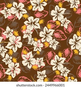 abstract a solid multicolor small and big flower mixed vector pattern arrangement with medium color, all over vector design with white background illustration digital