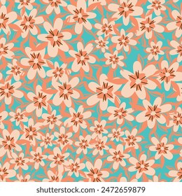 abstract a solid multicolor small and big flower mixed vector pattern arrangement with medium color, all over vector design with white background illustration digital