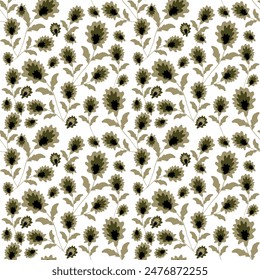 abstract a solid multicolor small and big flower mixed vector pattern arrangement with medium color, all over vector design with white background illustration digital