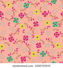 abstract a solid multicolor small and big flower mixed vector pattern arrangement with medium color, all over vector design with white background illustration digital