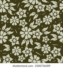 abstract a solid multicolor small and big flower mixed vector pattern arrangement with medium color, all over vector design with white background illustration digital