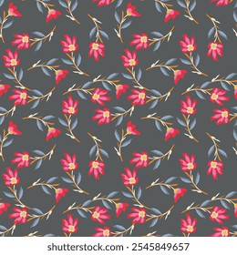 abstract a solid multicolor small and big flower mixed vector pattern arrangement with medium color, all over vector design with white background illustration digital