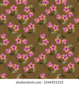 abstract a solid multicolor small and big flower mixed vector pattern arrangement with medium color, all over vector design with white background illustration digital