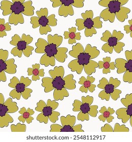 abstract a solid multicolor small and big flower mixed vector pattern arrangement with medium color, all over vector design with white background
