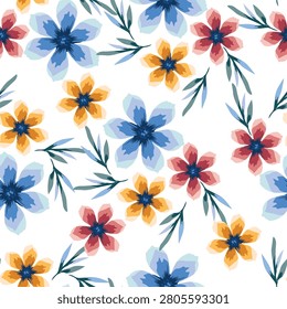 abstract a solid multicolor small and big flower mixed vector pattern arrangement with medium color, all over vector design with white background illustration digital