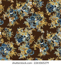 abstract a solid multicolored grouping of vector flowers arrangement with medium color, all over design with solid  background for textile and paper printing factory