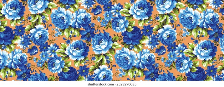 abstract a solid roses flowers arrangement with three-tone, all over vector design with bright background illustration digital image for textile or wrapping paper printing factory