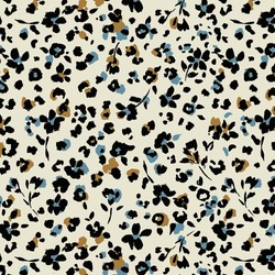 Abstract A Solid Small Cartoon Tiger Skin Pattern With Black Flower, All Over Vector Design With Bright Background Illustration Digital Image For Wrapping Paper Or Textile Printing Clothes Factory