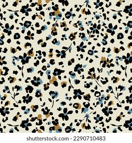 abstract a solid small cartoon tiger skin pattern with black flower, all over vector design with bright background illustration digital image for wrapping paper or textile printing clothes factory