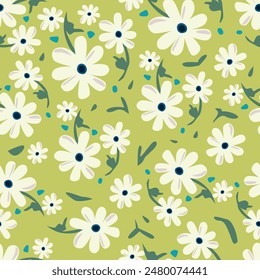 abstract a solid small flower arrangement with bright color, all over vector design with cream background illustration digital image for textile printing curtains factory