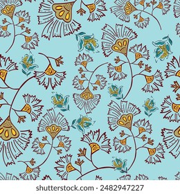 abstract a solid small flower arrangement with bright color, all over vector design with cream background illustration digital image for textile printing curtains factory