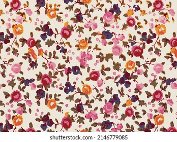 abstract solid small flowers with multicolor tones color illustration vector all over textile motif digital image