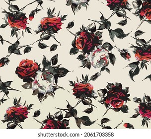 abstract solid vector flowers arrangement with solid background, all over design for textile printing factory

