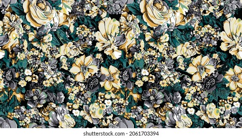 abstract solid vector flowers arrangement with solid background, all over design for textile printing factory
