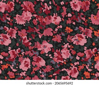 abstract solid vector flowers full  arrangement, all over design with solid medium color background for textile printing factory