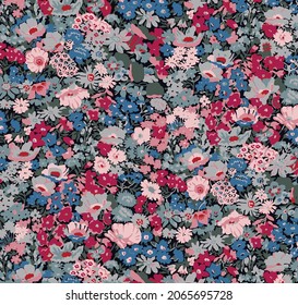 abstract solid vector flowers full  arrangement, all over design with solid medium color background for textile printing factory