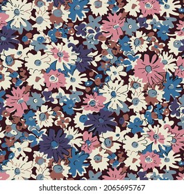 abstract solid vector flowers full  arrangement, all over design with solid medium color background for textile printing factory