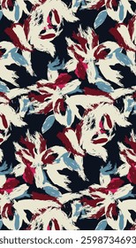 abstract solid vector textile design, arrangement with big simple orchids flower, all-over seamless pattern with red and tosca tone color illustration digital image printing factory