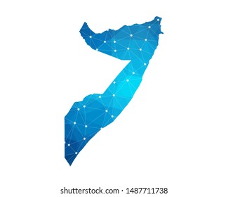 Abstract Somalia Map geometric rumpled triangular low poly style gradient graphic on white background , line dots polygonal design for your . Vector illustration eps 10