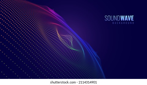 Abstract Sound Background. Dynamic Music Light Flow. Blurred Neon Particles Lights Effect. Music Sound Wave Visualization. Abstract Vector Background.