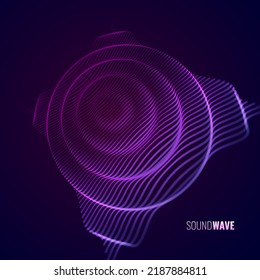 Abstract Sound Background. Dynamic Music Light Flow. Blurred Neon Particles Lights Effect. Music Sound Wave Visualization. Abstract Vector Background.