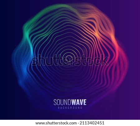 Abstract Sound Background. Dynamic Music Light Flow. Blurred Neon Particles Lights Effect. Music Sound Wave Visualization. Abstract Vector Background.