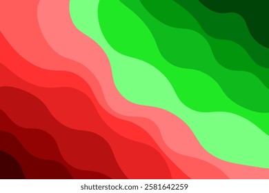 Abstract sound background with transition from green to red in waves. Vector illustration of background