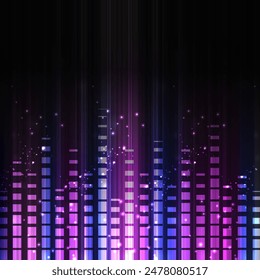 Abstract sound equalizer background with lights effect.