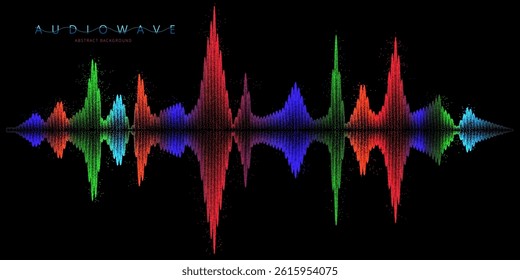 Abstract sound equalizer color dots data. Music digital equalizer visualization. Banner  sound, voice  background.