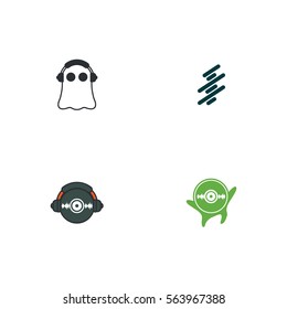 Abstract Sound Music Icon Vector Logo Element Set