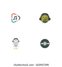 Abstract Sound Music Icon Vector Logo Element Set