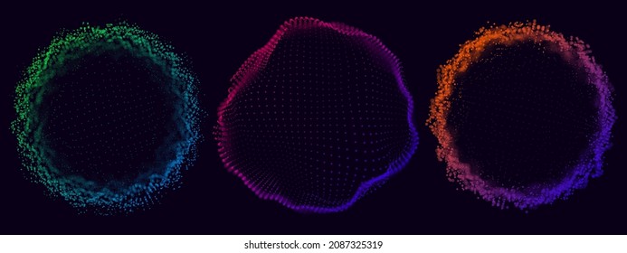 Abstract Sound Music Visualization Sphere Particles. Futuristic Technology Background. Elegant Design Element for Dance Party Presentations. Music Circle Wave. Vector Illustration EPS10