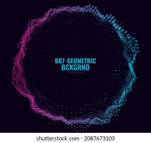Abstract Sound Music Visualization Sphere Particles. Futuristic Technology Background. Elegant Design Element for Dance Party Presentations. Music Circle Wave. Vector Illustration EPS10