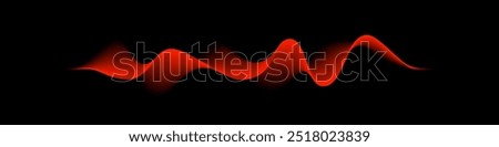 Abstract sound rhythm wave vector illustration. Red flowing waveform isolated on black background creating vibrant and dynamic visual effect. Modern digital design element.