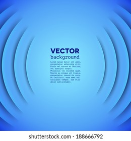 Fondo vectorial con temática de sonido abstracto con capas de papel azul