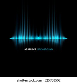 Abstract sound wave background. Blue light background.