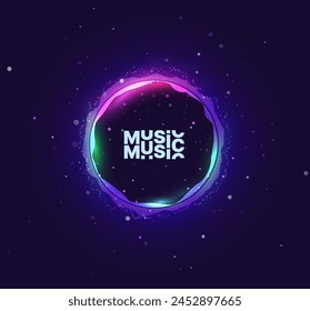 Abstract Sound Wave Circle Round EQ Background. Digital Music BG. Dynamic Music Wavy Lines Flow. Digital Equalizer. Round Sound Data Visualization. Abstract Vector Background.