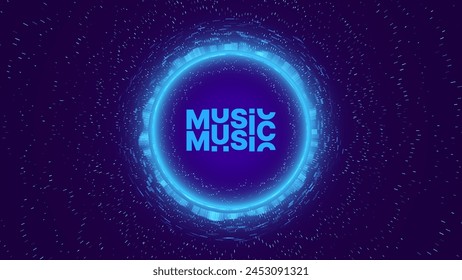 Abstract Sound Wave Circle Round EQ Background. Digital Music BG. Dynamic Music Wavy Lines Flow. Digital Equalizer. Round Sound Data Visualization. Abstract Vector Background.