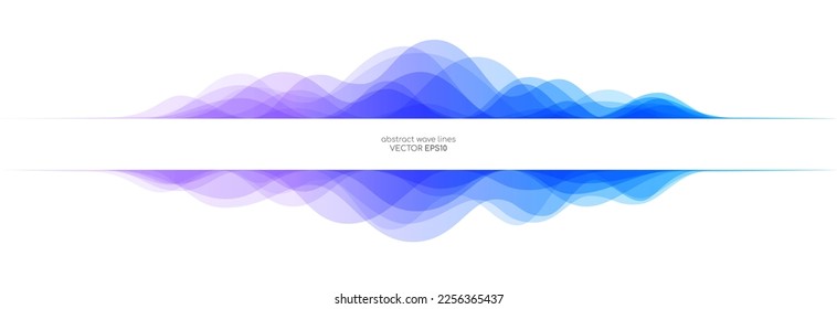 abstract sound wave equalizer colorful gradient purple blue isolated on white background with space for text banner. Vector illustration in concept of sound, voice, music