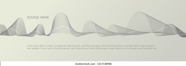 Abstract sound wave gray background digital equalizer, vector of sound wave pattern element. Rhythm sound wave fonces with space for text.