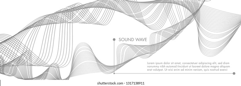 Abstract sound wave gray background digital equalizer, vector of sound wave pattern element. Rhythm sound wave fonces with space for text.